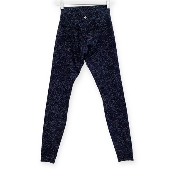 Lululemon Align Pant Full Length 28” Lacescape Dark Cast Black Gray Size 4 Nulu - Picture 6 of 12